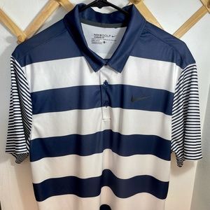 Nike Dri Fit golf polo with Nike swoosh on chest.